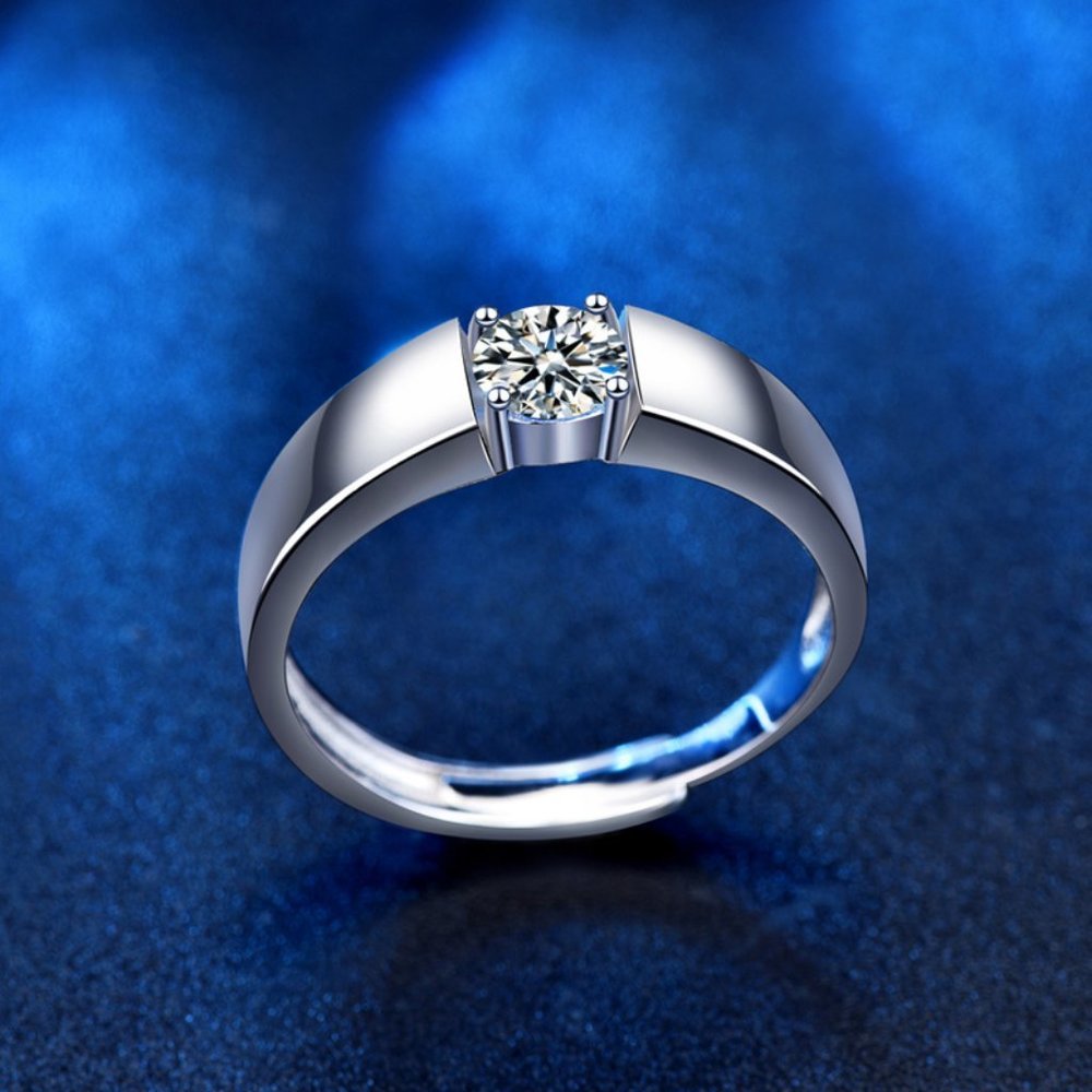Certified 2ct. t.w. Diamond Moissanite Mens Engagement Ring NEW - Picture 2 of 7